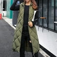 thumbnail image 4 of comerut Women Winter Vest Padded Zipper Sleeveless Hooded Solid Color Keep Warm Thick Midi Length Winter Down Coat for Daily Wear, 4 of 7