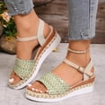 thumbnail image 4 of HomeDM Women's Wedge Sandals Espadrilles Platform Open Toe Ankle Strap Comfort Wedges Heels Summer Beach Shoes, Green Size 7, 4 of 9