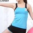 thumbnail image 4 of Mujeres sin mangas Lixada yoga respirable establecidos Deportes Top de sujetador + shorts para Runni Lixada Conjunto de yoga, 4 of 7