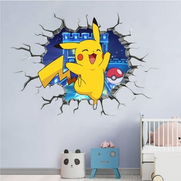 Pokemon wall stickers 3D wall stickers Children wall stickers Cartoon characters wall stickers Cartoon background wall decoration Birthday gift Children bedroom decoration 55*40CM