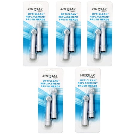 5 Pack - Interplak by Conair OptiClean Replacement Brush Heads, Cleans, Polishes, Massages, 2 EA