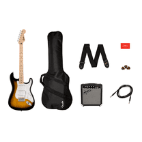 Squier Sonic Stratocaster Pack, Maple FB, 2-Color Sunburst, Gig Bag, 10G