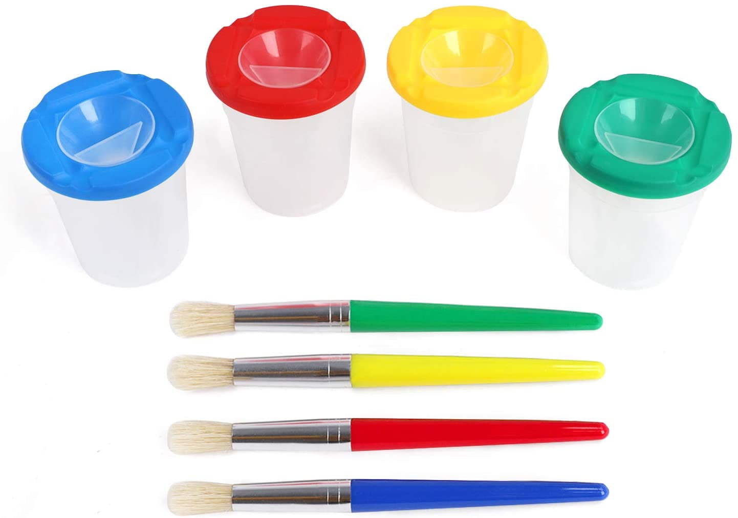 Spill Proof Paint Cups and Brushes Set Kids Painting Supplies Gift Art