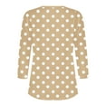 thumbnail image 4 of Scyoekwg 3/4 Length Sleeve Womens Tops Crew Neck Polka Dots T-Shirt Button Three Quarter Length Dressy Blouses (Khaki,XXXL), 4 of 7