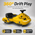 thumbnail image 6 of FUPOJH 12V Electric Drift Kart for Kids, 360° Spinning Ride on Car with Bluetooth Music,AUX,USB,4mph,No Remote Control Included,Yellow, 6 of 7