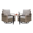 thumbnail image 5 of COOS BAY 3 Pieces Brown Wicker Outdoor Patio Bistro Furniture Set 360° Swivel Rocking Chairs with Gray Cushions and Wood Grain Top Side Table, 5 of 8