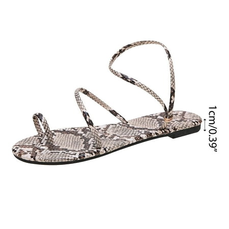 

Sandals for Women Dressy Women s Snake Print Strap Flat Sandals Comfy Platform Casual Sandal Summer Beach Travel Slipper Flip Flops