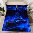 thumbnail image 2 of Feelyou Blue Racing Car Queen Sheet Sets for Teens, Rustic Horse Animal Flat Sheet, Chic Honeycomb Abstract Queen Fitted Sheet, 4pcs, 2 of 7