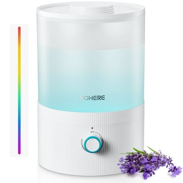 FOHERE Humidifiers for Bedroom, 3.2L Top Fill Cool Mist Ultrasonic Humidifier for Baby Rooms and Plants, 3-IN-1 Essential Oil Diffuser with 7-color Light and Auto Shut-off, BPA-Free, Quiet, White