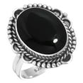 thumbnail image 1 of 925 Sterling Silver Ring For Women - Girls Natural Black Onyx Gemstone Silver Ring Size 12.5 July Birthstone Fashion Silver Ring Size 12.5 Mothers' Day Gift For Women 925 Silver Gemstone Jewelry, 1 of 5