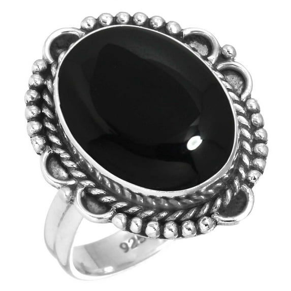 925 Sterling Silver Ring For Women - Girls Natural Black Onyx Gemstone Silver Ring Size 12.5 July Birthstone Fashion Silver Ring Size 12.5 Mothers' Day Gift For Women 925 Silver Gemstone Jewelry