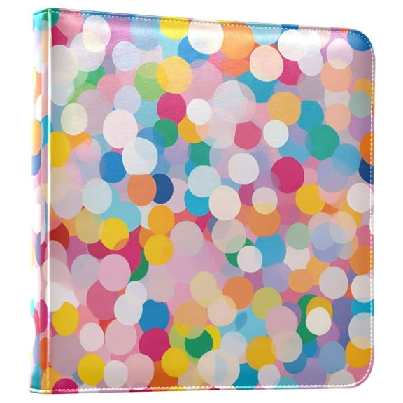 FORMRS 3 Ring Photo Album 4"x6" Self Adhesive Large Capacity PU Leather Cover, Purple Colorful Circles