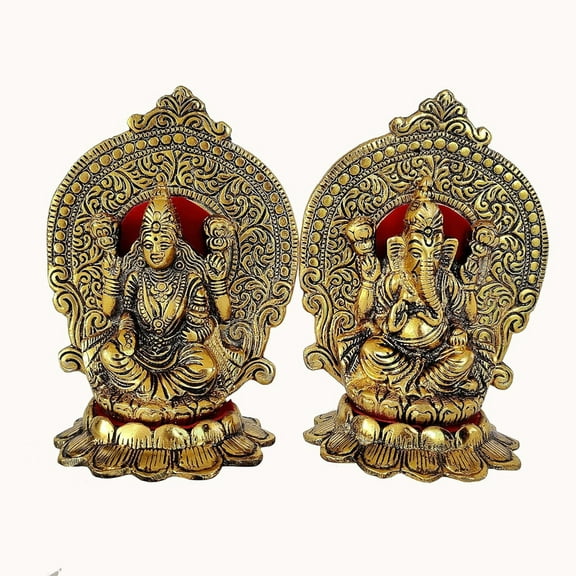 Wonder Care Lakshmi Ganesha Statues Metal Lakshmi Idol Ganesha Statues for Diwali Decorations Items laxmi puja Decoration | Ganesh Idol for Car | Home Decor | Diwali Gifts for Friends