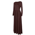 thumbnail image 6 of Cindysus Ladies Dress Long Sleeve Maxi Dresses Crew Neck Holiday Kaftan Coffee 2XL, 6 of 6