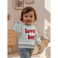 thumbnail image 5 of BemeyourBBs Toddler Baby Boy Girl Valentine Sweatshirts Outfit Lover Boy Embroidery Long Sleeve Stripes Pullovers Tops, 5 of 9