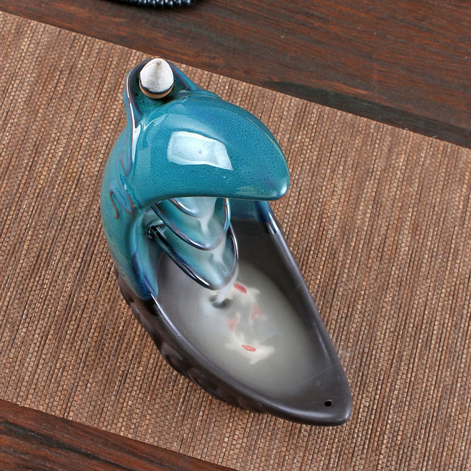 Moon Incense Burner, Ceramic Waterfall Incense Burner, Backflow Incense Holder for Aromatherapy Ornament Home Decor