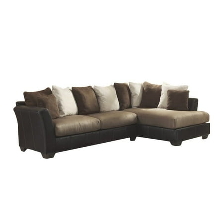 Ashley Masoli Right Corner Faux Leather Sectional In Mocha