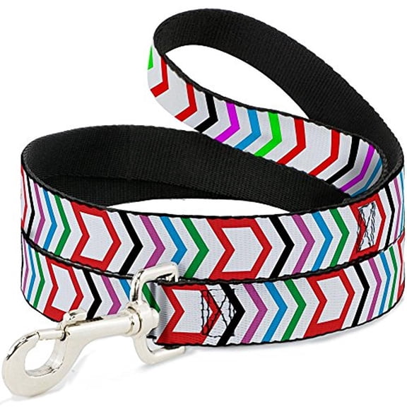 Buckle-Down DL-W30124-N Narrow 0.5" Arrows White Multi Color Dog Leash, 4'