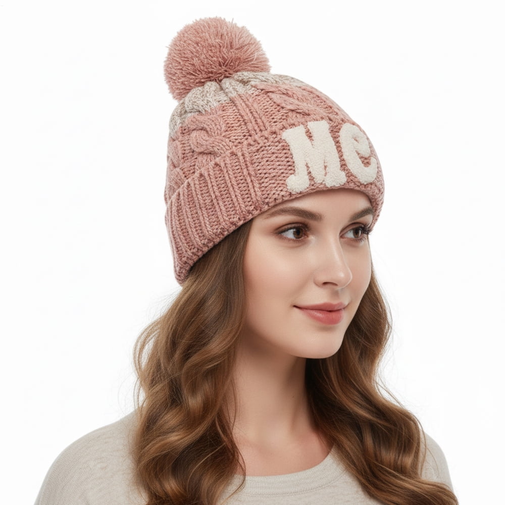 Wireless Beanie Hat Headphones | Music Winter | Knit Stereo Headphone Cap Women Soft Hat with Pompon | for Skiing