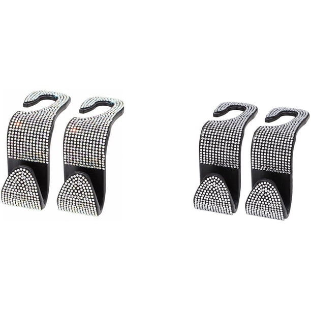 Paquete de 4 ganchos para reposacabezas de asiento de coche, gancho de respaldo trasero creativo con diamantes de imitación brillantes para coche, organizador de asiento trasero para acabado de espacio trasero de coches