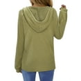 thumbnail image 2 of Fantaslook Hoodies for Women Waffle Knit Sweatshirts Drawstring Long Sleeve Tops Button V Neck Pullover, 2 of 9