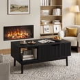 thumbnail image 2 of YouTrend Fluted Lift Top Coffee Table with Storage, Rising Coffee Tables with Hidden Compartment, Wood Center Table for Living Room Office, Black, 2 of 7