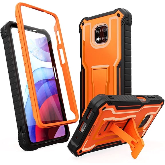ExoGuard For Moto G Power 2021 Case, Phone Case with Screen Protector and Kickstand (Orange)