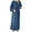 Blue, variant on GigrtiJin Womens Plus Size Crewneck Long Sleeves Maxi Dress Fall Casual Ruffle Hem Solid Color Flowy Dresses