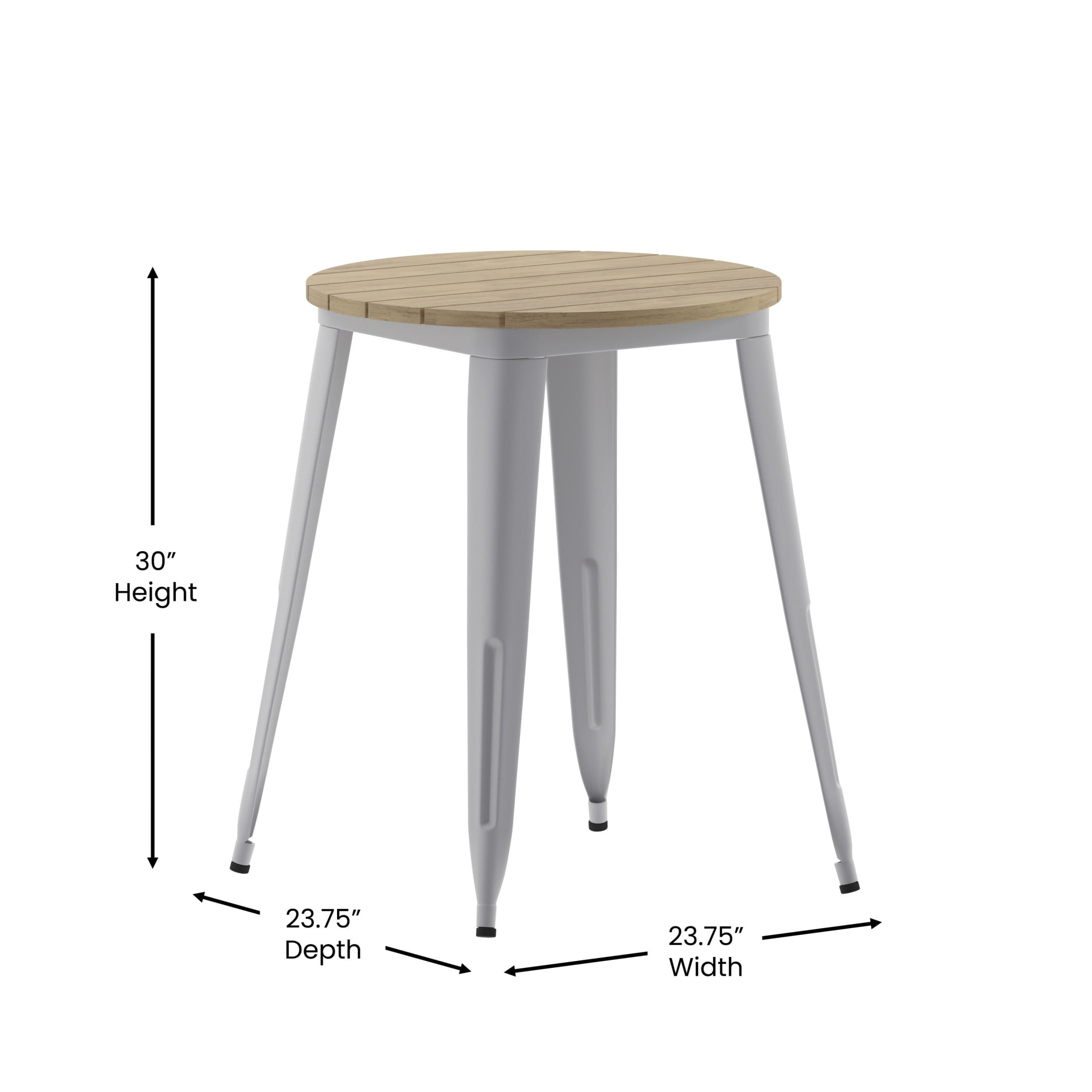 Flash Furniture Declan Commercial Grade Indoor/Outdoor Dining Table, 23.75" Round All Weather Brown Poly Resin Top with Silver Steel Base