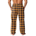 thumbnail image 4 of GrmtClth Men's Fuzzy Plush Pajama Pants Stylish Flannel Fleece Soft Comfy Plaid Lounge Pants Fall Winter Thermal Fuzzy Pj Pants with Pockets Saffron L, 4 of 6
