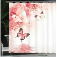 thumbnail image 4 of Ambesonne Floral Shower Curtain, Monarch Butterflies on Lily, 69"Wx70"L, Coral Ivory, 4 of 5