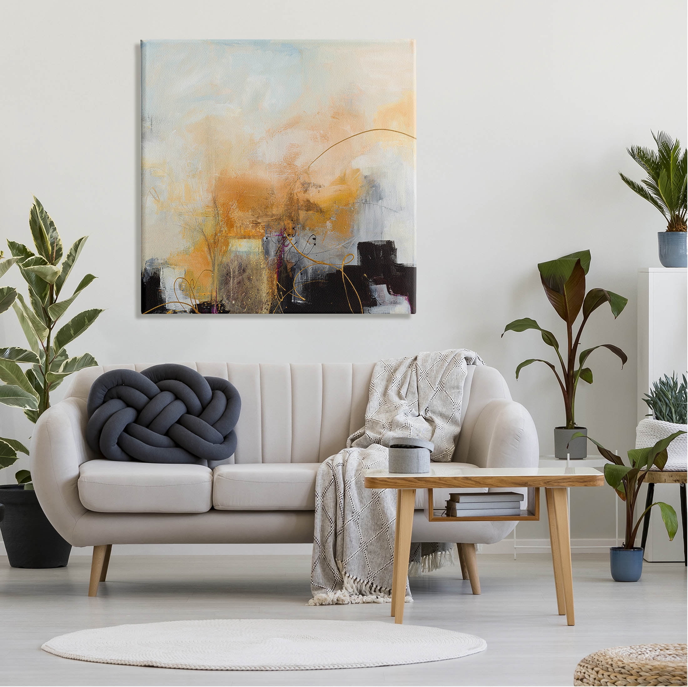 Stupell Industries Bold Yellow Blocked Shapes Painting Gallery Wrapped Canvas Print Wall Art, Design by Ruth Fromstein