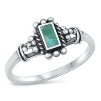 CHOOSE YOUR COLOR Bali Simulated Turquoise Ring .925 Sterling Silver Band Blue CZ Female Size 5