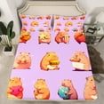thumbnail image 2 of Homewish Kawaii Brown Capybara 4 Pieces Queen Sheet Sets for Boys Girls,Dreamy Princess Ultra Soft Flat Sheet,Cartoon Cute Animal Queen Fitted Sheet,Lightweight Room Decor, 2 of 7