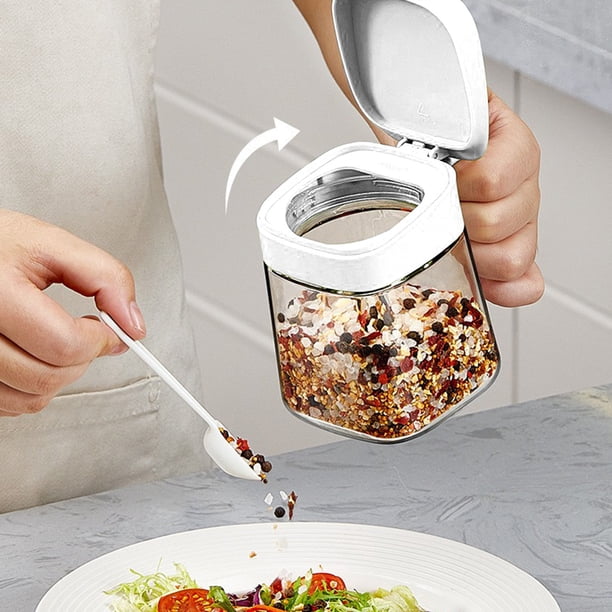 Tarro de Condimento Transparente para Cocina, Tarro de Condimento Cuantitativo Sellado, Tarro de Vidrio de Gran Apertura para Pollo