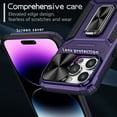 thumbnail image 4 of ELEHOLD for iPhone 15 Pro Rugged Heavy Duty Case,with Slide Camera Lens Protector Rotating Ring Holder Kickstand Work with Magnetic Car Mount Holder Shockproof Case for iPhone 15 Pro,Purple, 4 of 10