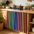 thumbnail image 5 of Colorful Stripes Cabinet Curtains 35"W x 35"L, Striped Farmhouse Modern Art Sink Skirt for Bathroom Vanity Kitchen Self Adhesive, Dust-Proof Privacy Curtain for Shelves Closet Laundry Room Pantry, 5 of 9