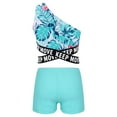 thumbnail image 2 of iiniim Girls Waist Cutout Swimsuit Single Shoulder Crop Top with Elastic Waistband Shorts 8-14 Leaf 8, 2 of 7