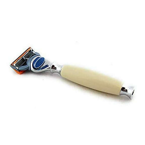 GBS 3 Blade Ivory Wood Grain Short Handle Razor with Chrome