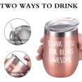 thumbnail image 6 of Thank You for Being Awesome Wine Tumbler, Birthday Christmas New Job Promotion Friendship Gift for Women Friend Coworkers Sisters, 12 Oz Stainless Steel Wine Tumbler with Sayings for Women, Rose Gold, 6 of 6