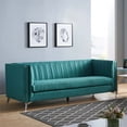 thumbnail image 2 of Smart Home Furniture Channel Tufted Contemporary Fabric Sofa in Turquoise, 2 of 3