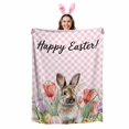 thumbnail image 2 of Throw Blanket Fleece Throw Blanket 50x80in, Happy Easter Words Bunny Soft Lightweight Bed Blankets Tulips Flowers Eggs Pink Plaid Fuzzy Couch Blankets for All Season, 2 of 9