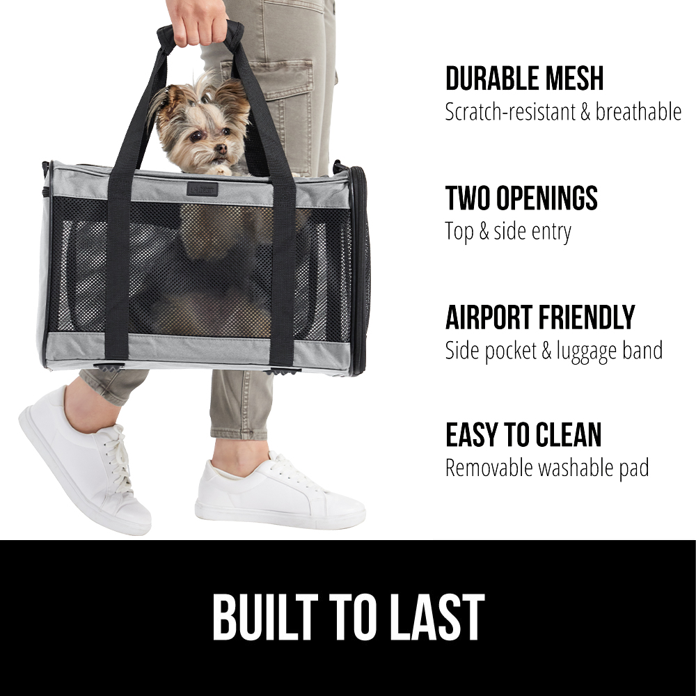 Gorilla Grip Cat Carrier, Airline Approved, Gray, Up to 15 lbs photo 2