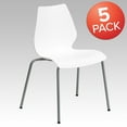thumbnail image 4 of BizChair 5 Pack 770 lb. Capacity White Stack Chair with Lumbar Support and Silver Frame, 4 of 15