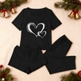 thumbnail image 4 of asdoklhq Womens Christmas Pajamas 3PCS Women's Home Casual Pants Short Sleeves Tops and Shorts Pajamas Set Black XL, 4 of 8