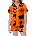 thumbnail image 4 of Kids Halloween Pajamas Size 2-3 Years Childrens Striped Sleepwear Short Sleeve Top with Shorts Soft Comfort Girls Pjs Orange, 4 of 4