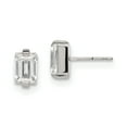thumbnail image 2 of Stainless Steel Polished Rectangle CZ Post Earrings, 2 of 7