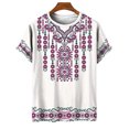 thumbnail image 2 of Retro African Dashiki T Shirts for Man Breathable Crew Neck Short Sleeve Graphic Tees Loose Top Summer Vacation Hot Pink XXXXL, 2 of 4
