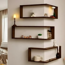 FYHALE Llluminated Corner Shelves - 3pcs Smart Corner Shelves That Light up Your Space, Corner Wall Shelf with Light, Wooden Corner Wall Shelf Display Stand for Collectibles and Figurines