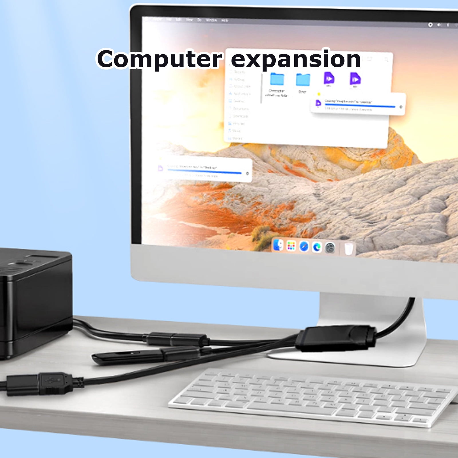 USB 2.0 Splitter Cable 1 Male to 2 Female Ports for Webcam & Mic Sync in Video Conferencing